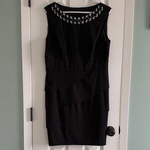 Dress Barn Black Sleeveless Dress with Embellished Neckline